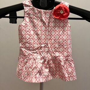Janie & Jack Pink/White Top wFlower+shorts